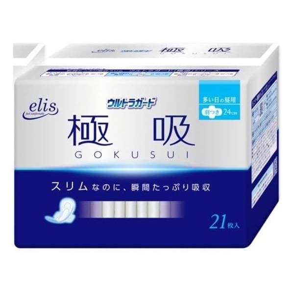 エリス 極吸スリム 24cm 21枚入り 3パック エリス 極吸スリム 多い日の昼用 羽つき 24cm 21枚入 : Sundries
