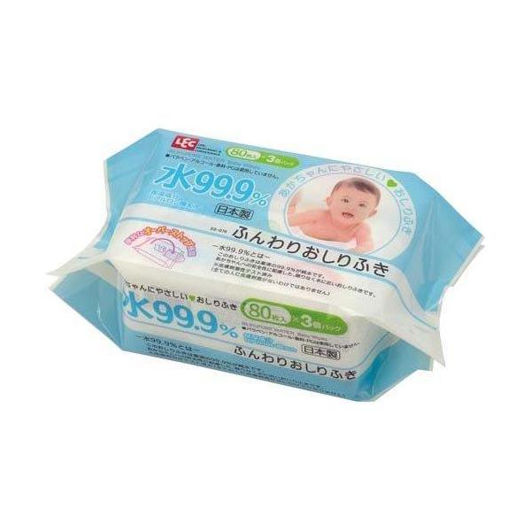 水99.9％！あかちゃんにやさしいおしりふきです。保温成分ヒアルロン酸配合。シート寸法：150ｘ180mm