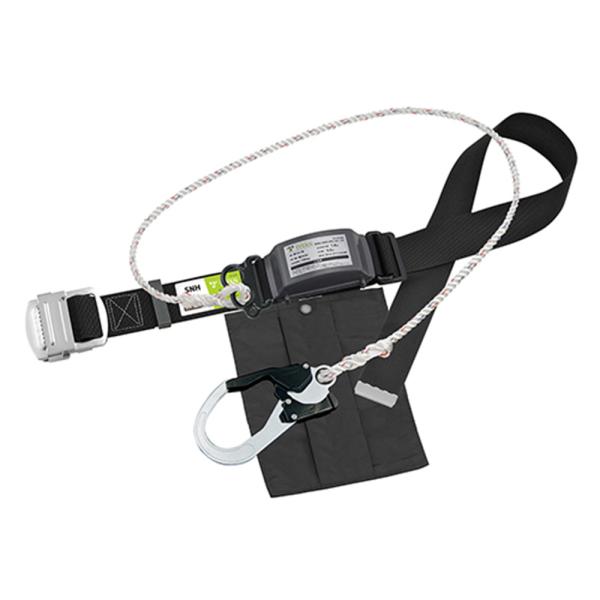 リーズナブルなロープ式の胴ベルト型です。高所作業時の墜落防止。胴ベルト型のロープ式ランヤードです。ベーシックなエントリーモデル、ロープの定番3ッ打のナイロン製ロープを使用しています。収納袋付きです。●ベルトカラー：ブラック。●胴ベルト：幅5...