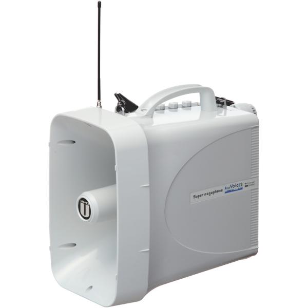 ●激しい雨の中でも安心して拡声が可能な防滴性能を備えています。（IPX5）●楽々持ち運べるスリム＆ショートのボックススタイルです。●ワイヤレスマイクは別途チューナーユニット増設により２本まで同時使用可能です。（チューナーユニット1台は内蔵さ...