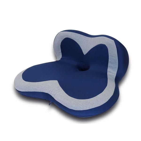 人間工学に基づいた特殊構造。尾骨・骨盤をサポートします。クッション,太もも,圧力分散,低反発ウレタンフォーム,骨盤,尾骨,姿勢,座り方