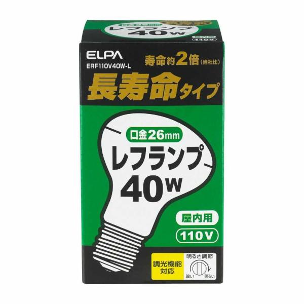 ●長寿命タイプ●こんな所に便利：照明器具に／スポットライトに／ダウンライトに●調光機能対応■定格：110V40W■定格寿命：3,000時間■明るさ（全光束）：210lm■消費電力：40W■中心光度：100cd■ビーム角：110°（散光形）■...