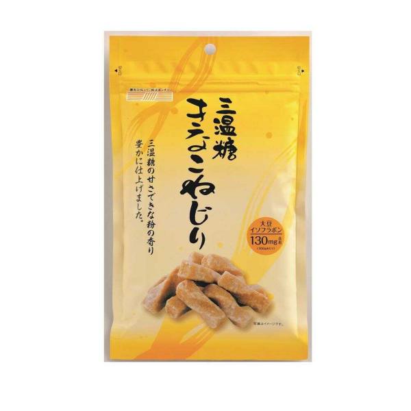直焙煎されたブレンドのきな粉に水飴とカラメル不使用の三温糖を使用したきな粉菓子です。