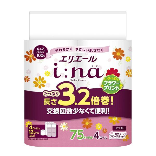 ●１ロール３．2倍巻きのたっぷり長持ち。●トイレを明るい雰囲気にするフラワー柄のプリント。●トイレットペーパーの交換や保管スペースを減らせます。●握りやすく、開けやすい取っ手形状。●ふっくら巻き取り技術で、長く巻いても柔らかな肌触りを実現。...