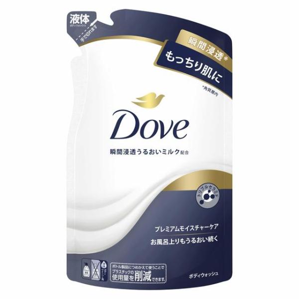 瞬間浸透＊。お風呂上りもうるおい続く。すこやかなもっちり肌に。＊角質層内ダヴの泡は、うるおいをたっぷり含んだキメ細かな濃密泡。泡立てやすいリッチでクリーミーな泡で、うるおいを守りながら肌をやさしく洗います。