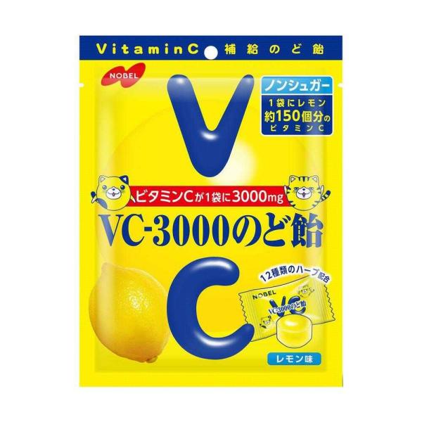 VC−3000のど飴は、1袋に3000mgのビタミンC（レモン果汁150個分）とエキナセア・カミツレを配合した爽やかなノンシュガーのど飴です。〜こんなときにどうぞ〜○のどをスッキリさせたい時○タバコを吸いすぎた時○ビタミンCを補給したい時○...