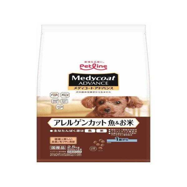 主なたんぱく源を魚と米にすることで、食物アレルギーに配慮。1歳からの愛犬に。成犬の健康生活をしっかりサポート。