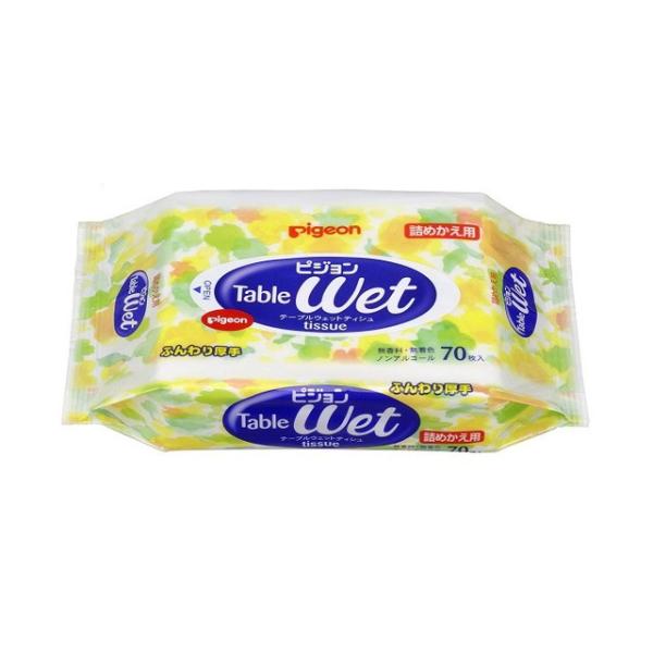 テーブルウェットティシュの詰めかえ用です。ふんわり厚手のウエットティシュ。食事時のおしぼりやお掃除に。無香料、無着色、ノンアルコール。取り出しやすいボックスタイプ。※除菌・抗菌効果はありません。