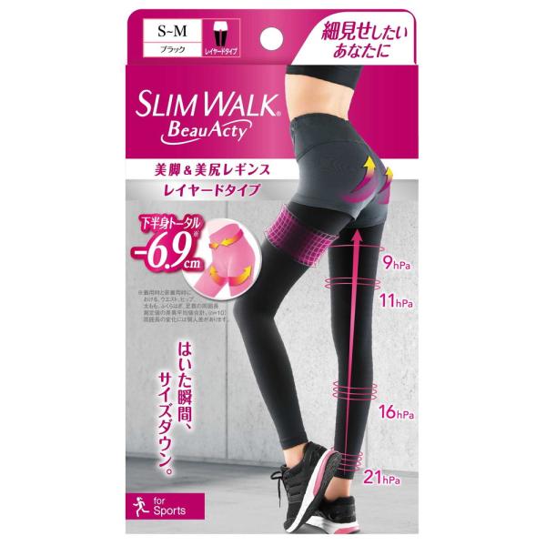 他サイト： 【ポイント10倍】スリムウォーク ビューアクティ 美脚＆美尻レギンス ブラック S〜Mの商品画像