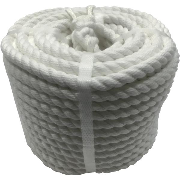 ●手触りがよく扱い易い、耐候性、耐久性に優れた強度の強いロープです。●色：白●線径（ｍｍ）：１２●長さ（ｍ）：３０　質量2.33kg