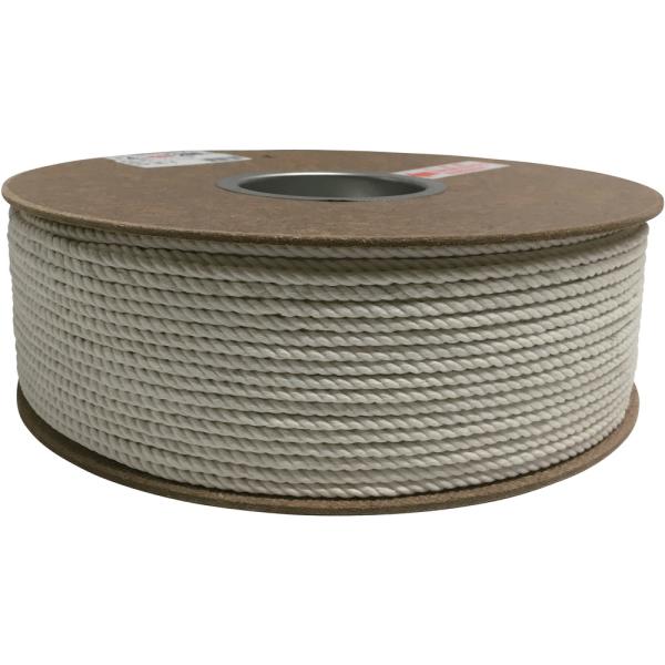 ●天然繊維なので、熱や摩擦に強いロープです。●水中や土中で腐食し土に還ります。●色：白●線径（ｍｍ）：４●長さ（ｍ）：２００　質量2.1kg