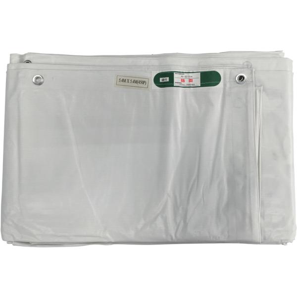 ●ポリエステル糸に塩ビコーティングを施した防炎シートです。●消防法施行令の防炎テスト基準に合格しています。●幅（ｍ）：５．４●長さ（ｍ）：５．４●厚さ（ｍｍ）：０．２５●ハトメ数（個）：４８●ハトメピッチ（ｃｍ）：４５●引張強度：縦３０９Ｎ...