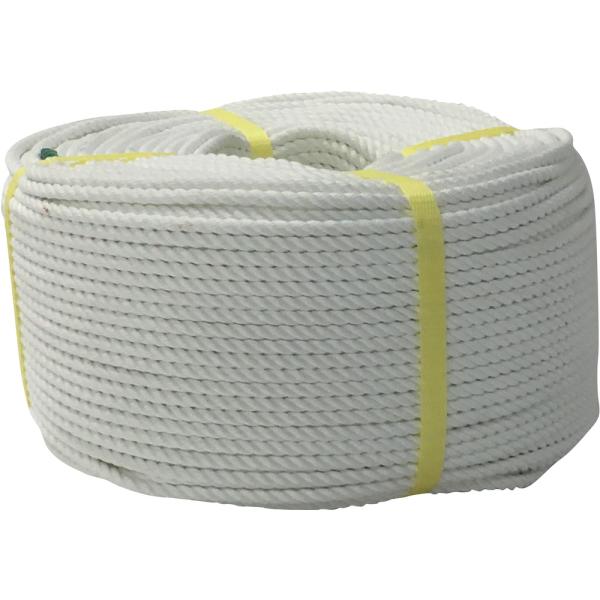 ●酸・アルカリ・海水などに強く、耐候性に優れ摩擦にも非常に強く、強度に優れたロープです。●色：白●線径（ｍｍ）：６●長さ（ｍ）：２００●包装形態：バンド掛巻　質量4.1kg