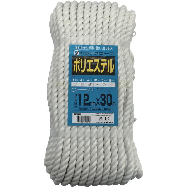 ●強度・耐水性・耐薬品性に優れたロープです。●色：白●線径（ｍｍ）：１２●長さ（ｍ）：３０●引張強度（ｋＮ）：１０．７●包装形態：バンド掛巻●引張強度ＫＮ（ｋｇｆ）：１０．７（１１００）　質量2460g