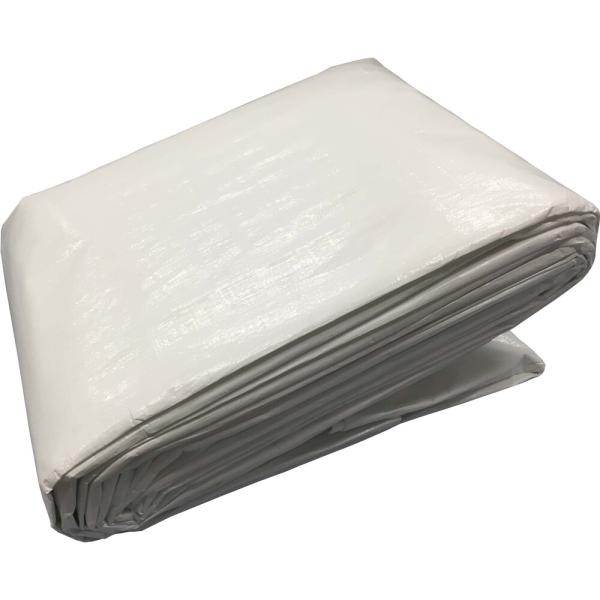 ●清潔感のあるホワイトで景観を損なわない厚手の作業用シートです。●色：ホワイト●幅（ｍ）：９．７●長さ（ｍ）：９．７●厚さ（ｍｍ）：０．２２●ハトメ数（個）：４４●ハトメピッチ（ｃｍ）：９０●番手（＃）：３０００●耐久期間：約６ヵ月〜１年●...