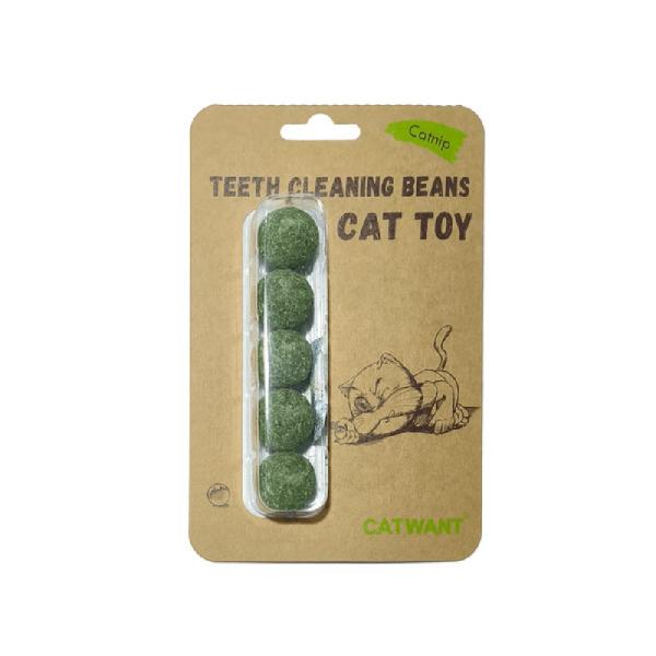 猫ちゃんが噛む事でデンタル効果が期待できます。形状はボールの為、転がして遊ぶことも出来ます。たくさん入っているので多頭飼育にもおすすめです。キャットニップ好きな猫ちゃんへ！