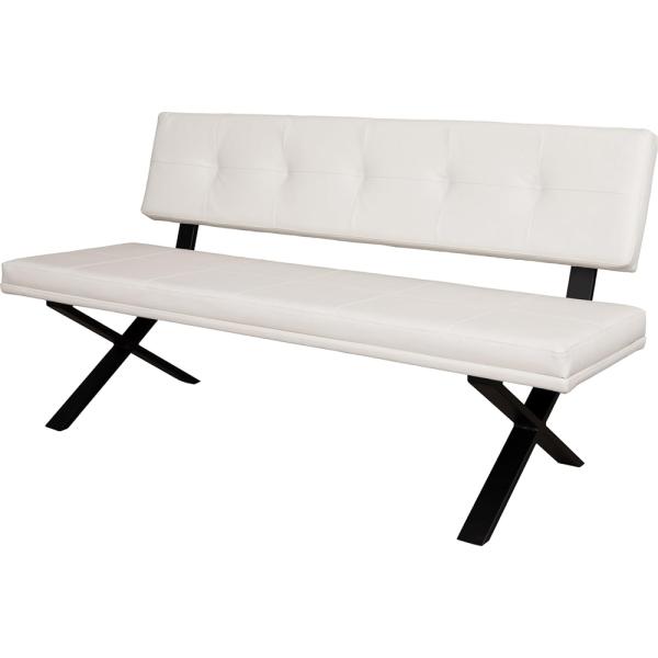 ダイニングベンチ Brescia PVC 背付 ホワイト メーカー直送 ▽返品