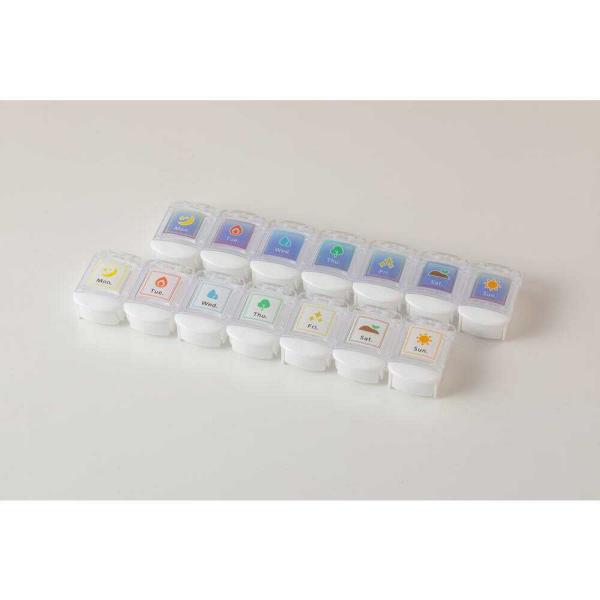 お薬の飲み忘れをしやすいお子さまやご高齢の方のお薬管理にぴったりなピルケースです。1日分ごとにしっかりとお薬を管理しておきたい方に。目に見える管理で服用忘れや誤飲防止に！月〜日まで用意できるピルケース。薬,ドラッグ,ピルケース