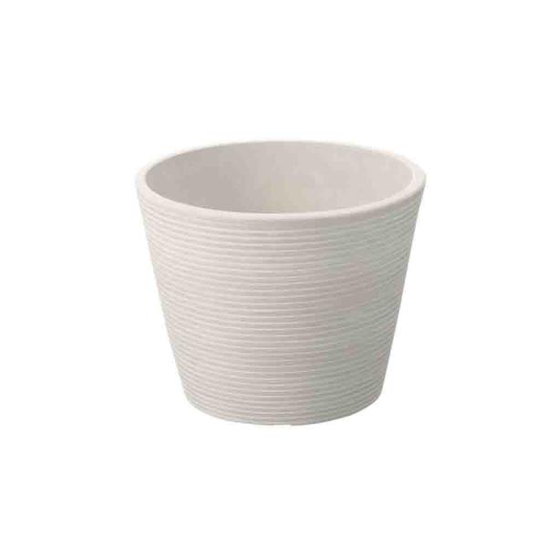 こだわりの高い質感でワンランク上のディスプレイを。プラスチックに自然素材を混ぜ合わせ、高いデザイン性を実現しました。陶器に比べると軽量で、割れにくく、扱いやすいコンテナです。植え込み口が広いので多肉植物、観葉植物の寄せ植えなどに幅広く使えます。