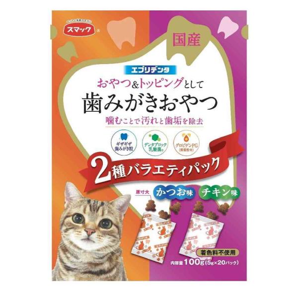 他サイト： スマック エブリデンタ 猫用 2種のバラエティパック かつお チキン 100g（5g×20パック）の商品画像