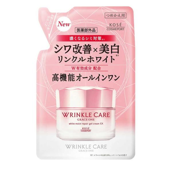 1品7役、シワを改善し美白※効果のある高機能オールインワンジェル。W有効成分配合。高機能モイストブライト成分配合。なめらかなジェルクリームで肌（角層）のうるおい低下を防ぎながらシワ悩みとシミ悩みをケアします。◇お得なつめかえ用※メラニンの生...