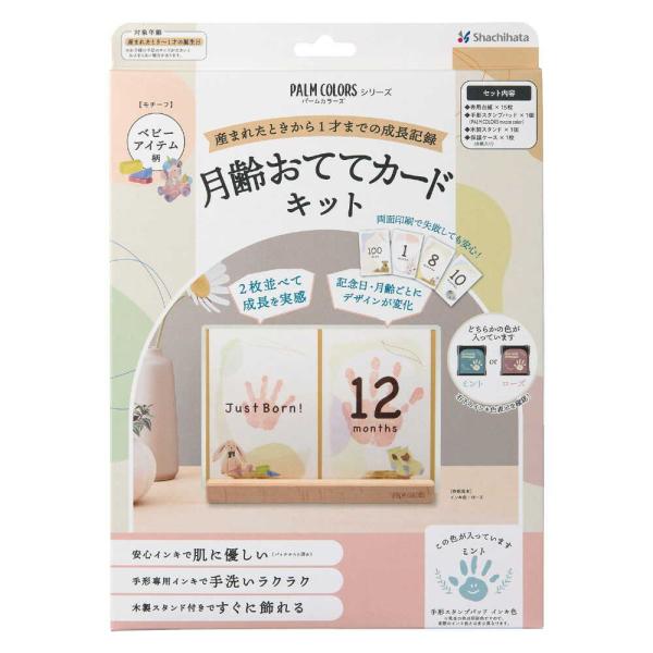 シヤチハタ 月齢おててカードキット ベビーアイテム柄 ミント 1個