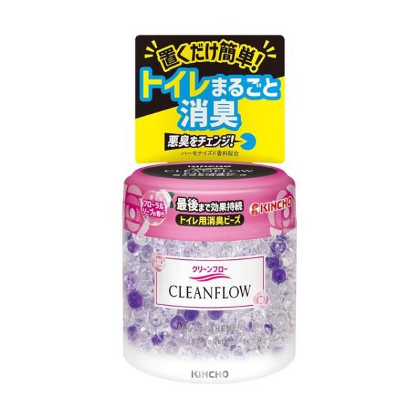 トイレ用消臭ビーズ。悪臭と調和するハーモナイズド香料と緑茶抽出物の効果により、トイレの悪臭を消臭します。６０日用。フローラルソープの香り。