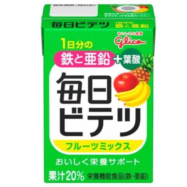 ・不足しがちな鉄分をおいしく手軽に摂りたい。そんな方のために生まれたのが「毎日ビテツ」。・鉄、亜鉛の他に葉酸、カルシウム、ビタミンC、食物繊維も配合。6つの栄養素がぎゅっと詰まってます。・続けやすい飲みきりミニサイズの紙パック飲料！・栄養素...