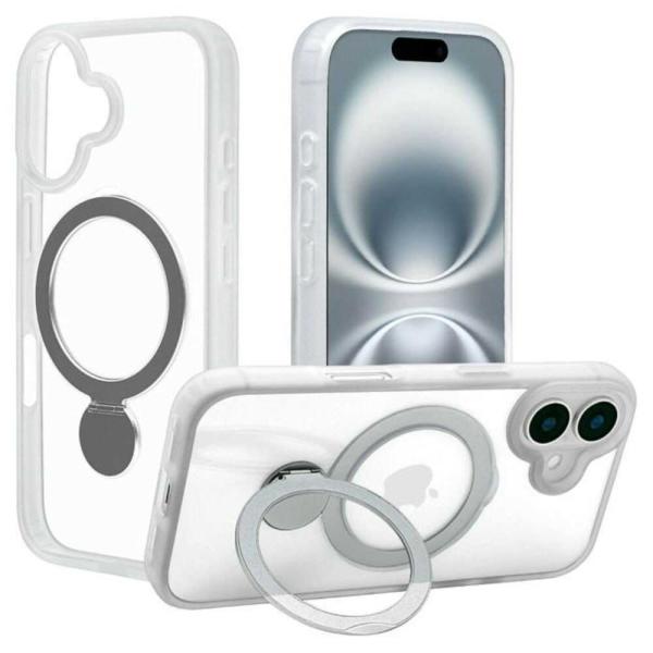 本製品はMagSafeアクセサリをケースの上から固定できる、落下防止やスタンドにもなるリングが付いた、メッシュ素材のハイブリッドケースです。指が通せて操作安心、120度開閉＆360度回転でお好みの角度に調整可能な、MagSafe対応リング付...