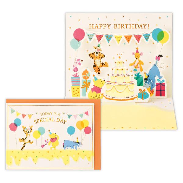 バースデーカード 立体ディズニー プーさん/パーティ 826307 日本ホールマーク 文具 大人 誕生日カード ポップアップ