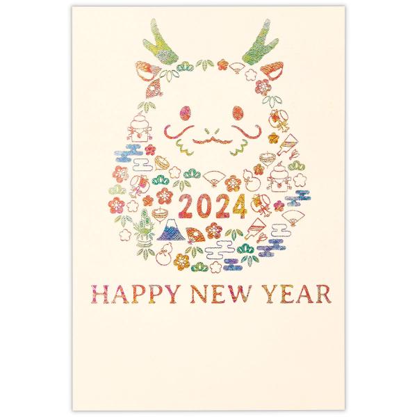 年賀はがき(3枚入り) テクスチャー箔小物模様たつ 827335 日本ホール