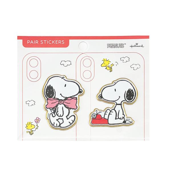 スヌーピー ペアステッカー スヌーピー 853976 日本ホールマーク キャラクターグッズ かわいい 大人 デコ 立体 デコ お揃い 友達 カップル シェア