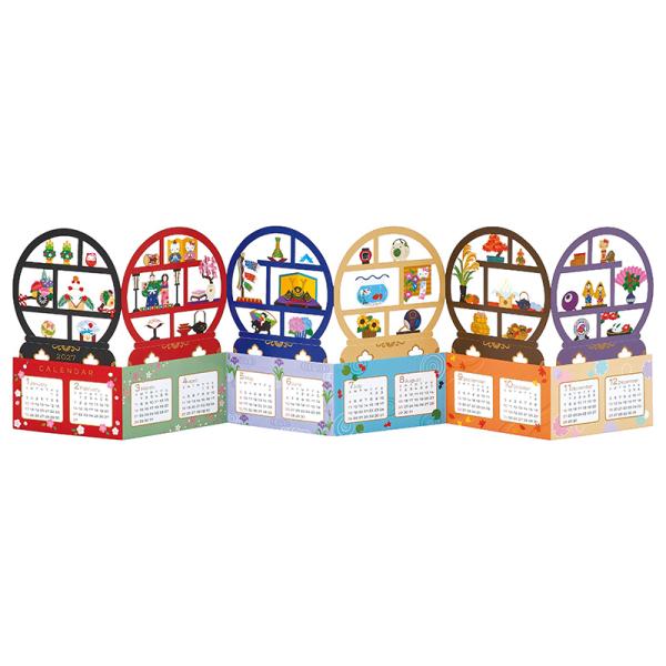 クリスマスカード 丸棚カレンダー JXJ 19-6 896306 サンリオグリーティングカード sanrio 手紙 かわいい 大人 子供 海外 卓上 屏風 丸棚 季節 正月 雛人形 和風