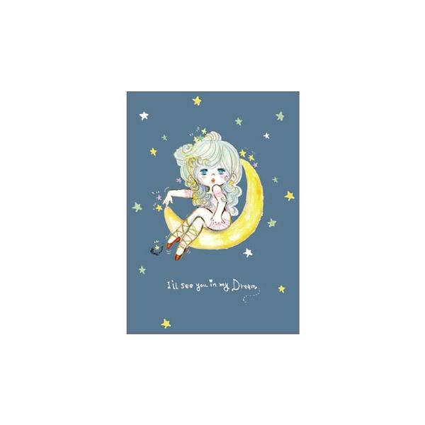 水森亜土 ポストカード 紺 AN26-6 スクエア square キャラクターグッズ かわいい 大人 あどちゃん レトロ 懐かしい ポスカ はがき イラスト 手紙 メッセージ