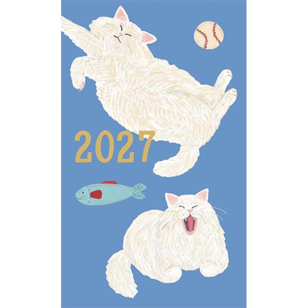 2027年度ダイアリー 12月始まり B6スリム マンスリー キャットアンド/そで山かほ子 ダイアリー ブルー CD-1461-SD グリーティングライフ 手帳 スケジュール帳