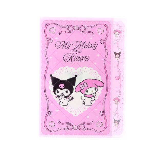 ダイカットクリアファイル5ポケット A4 マイメロ＆クロミ リボン