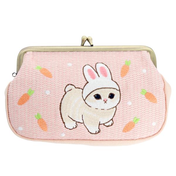 30％OFF mofusand 畳刺繍がま口ポーチ うさにゃん S2323680 サンスター