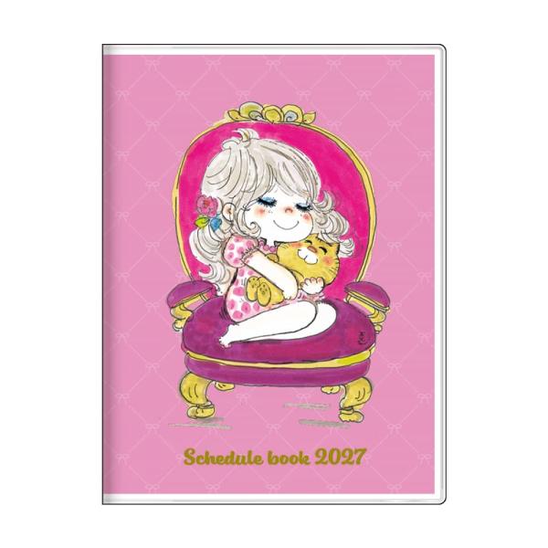 2027年度ダイアリー 10月始まり 手帳 月間A6 水森亜土 ピンク S2959950 サンスター文具 スケジュール帳 キャラクター 大人 かわいい 令和9年 あどちゃん