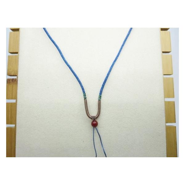 ネックレス紐 ブルー カーネリアンビーズ使用 Φ2mm×最大60cm 調節可