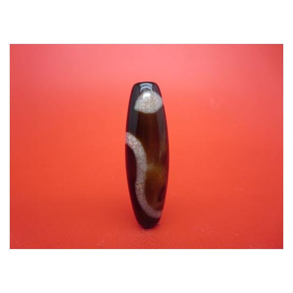 チベット高級龍紋天珠 白蛇天珠 約40×12mm 天然模様入り 一点物