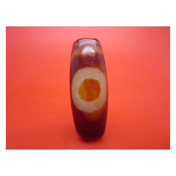 チベット天珠 日月星天珠 約32×12.6mm 天然模様入り 一点物 : 天然石の