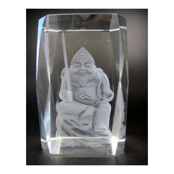 置物 クリスタルガラス 恵比寿天 レーザー彫り : 天然石のお店Sun