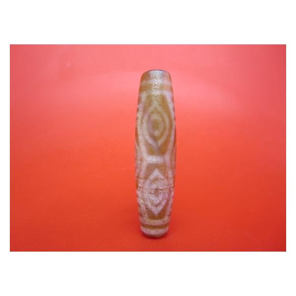 チベット紅玉髄天珠 龍眼天珠ツヤなし 龍鱗 カーネリアン 約57×14mm