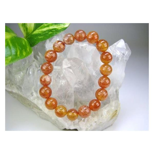 ブレスレット ファイヤーアゲート Φ9.8±0.5mm 一点物 : 天然石のお店