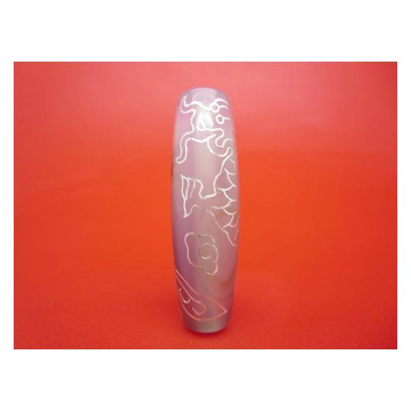 チベット銀線如意天珠！綺麗！ズーンとくる！ チベット銀線天珠 龍神天珠 約47×14mm 鉱物入り 一点物 : 天然石のお店