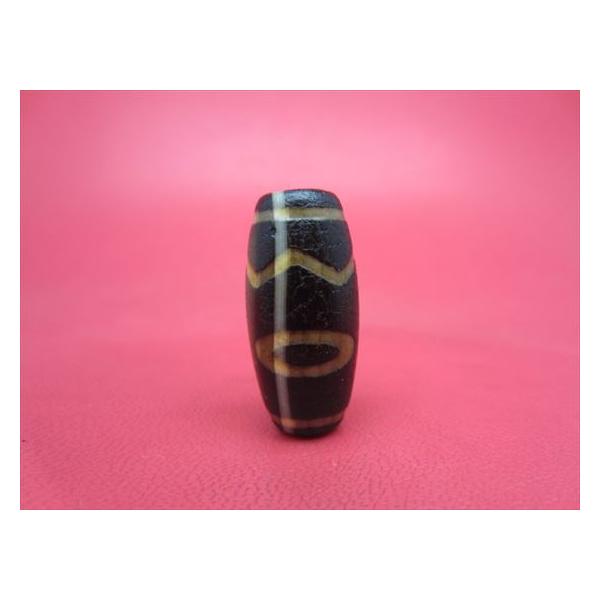 チベット火供天珠 息増懐珠 約30×14mm 天然模様入り 一点物 : 天然石の