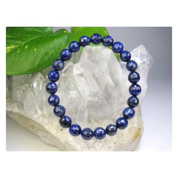 ブレスレット ラピスラズリ 128面カット 品質AA Φ8±0.2mm 一点物