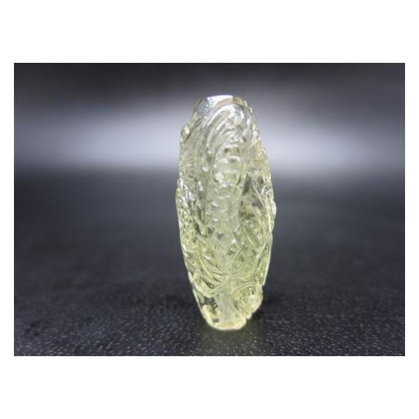 リビアングラス天珠 手彫り龍神天珠 3.4g 約26×11mm 鑑別済み 一点物