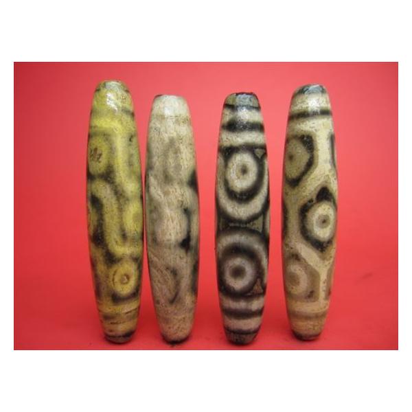 チベット天珠 バラエティミックス 油潤加工 55×12mm 4粒SET