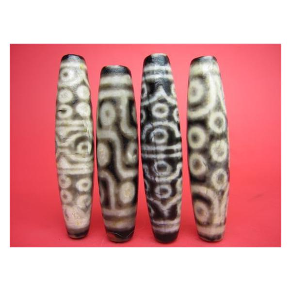 チベット天珠 バラエティミックス 油潤加工 55-60×13mm 4粒SET